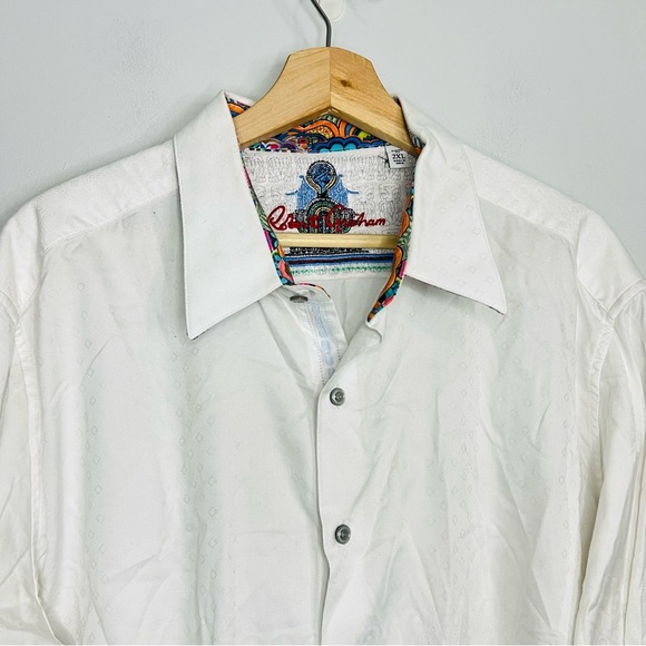 Robert Graham White Flip Cuff Casual Button Up 2XL - Picture 4 of 6